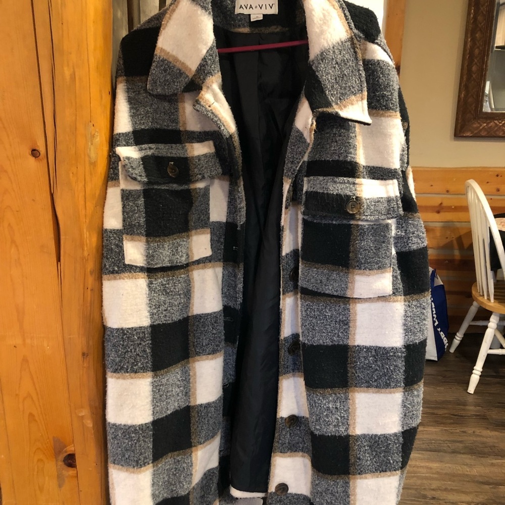 Long plaid winter coat